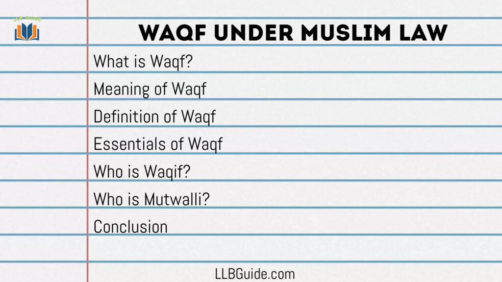 Waqf Under Muslim Law